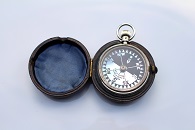 Francis Barker & Son Leather-Cased Silver Compass, Hallmarked 1894