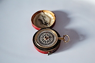 12K Gold Plated Long-Neck Compass in Leather Case, c. 1820