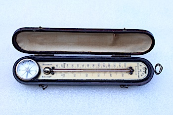 Antique W. DIXEY thermometer and Compass, c. 1860