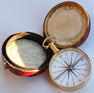 Georgian Long-Neck Leather-Cased Pocket Compass c. 1820 by Dollond
