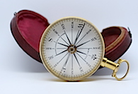 Georgian Long-Neck Leather-Cased Pocket Compass c. 1820 by W. ELLIOTT