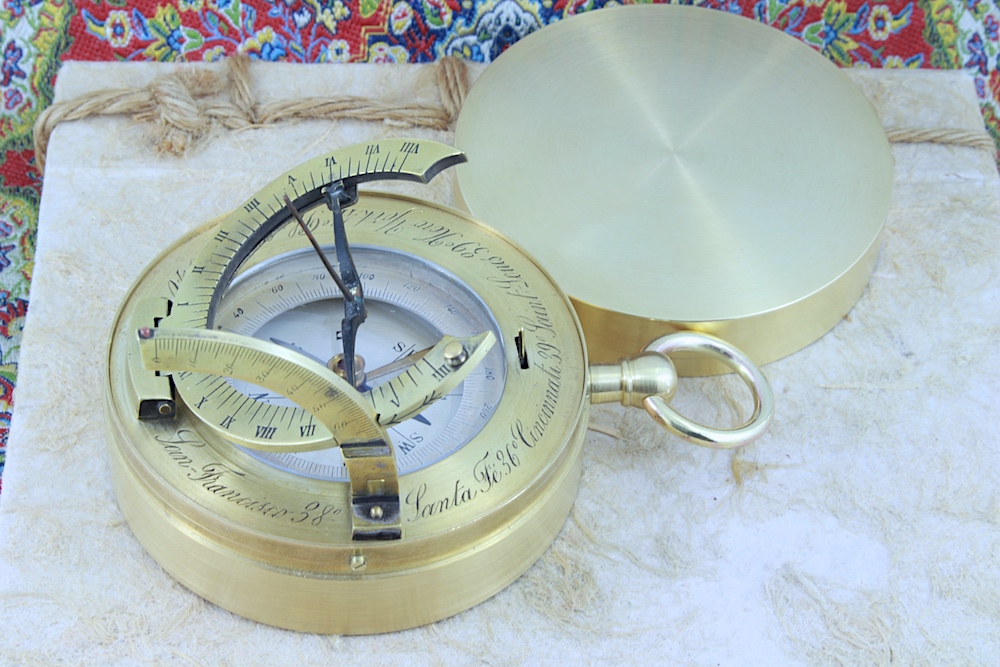 Antique French Equinoctial Sundial and Compass for the American Market, c. 1900