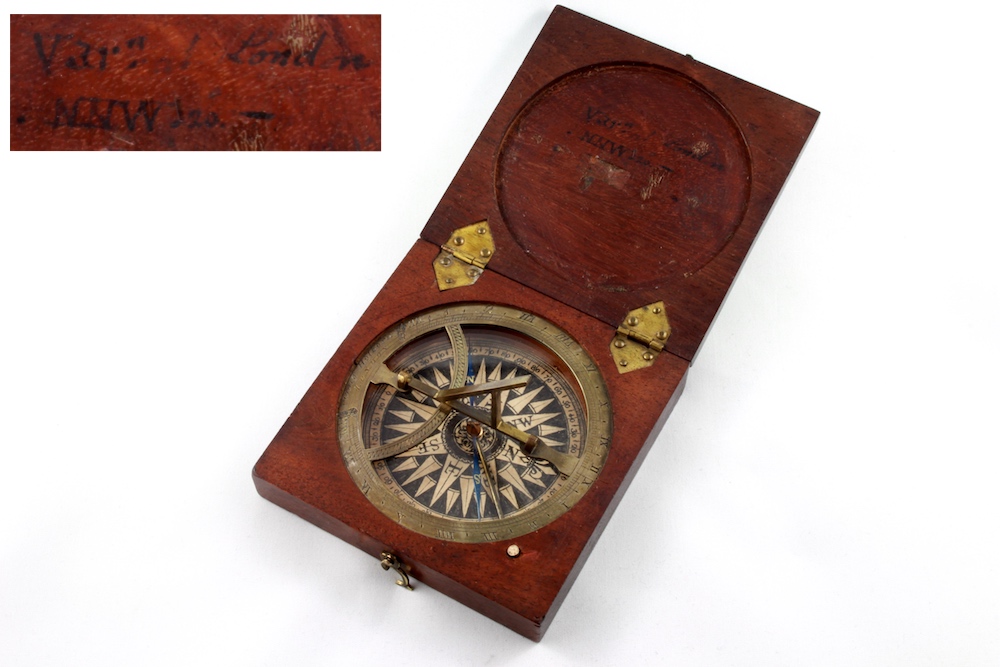 Georgian Wooden English Sundial and Compass by Jones Holborn, London,  c. 1820