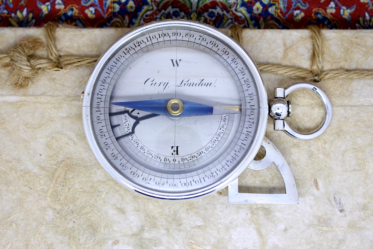 Victorian Silver Clinometer Compass by Cary London,  c. 1900
