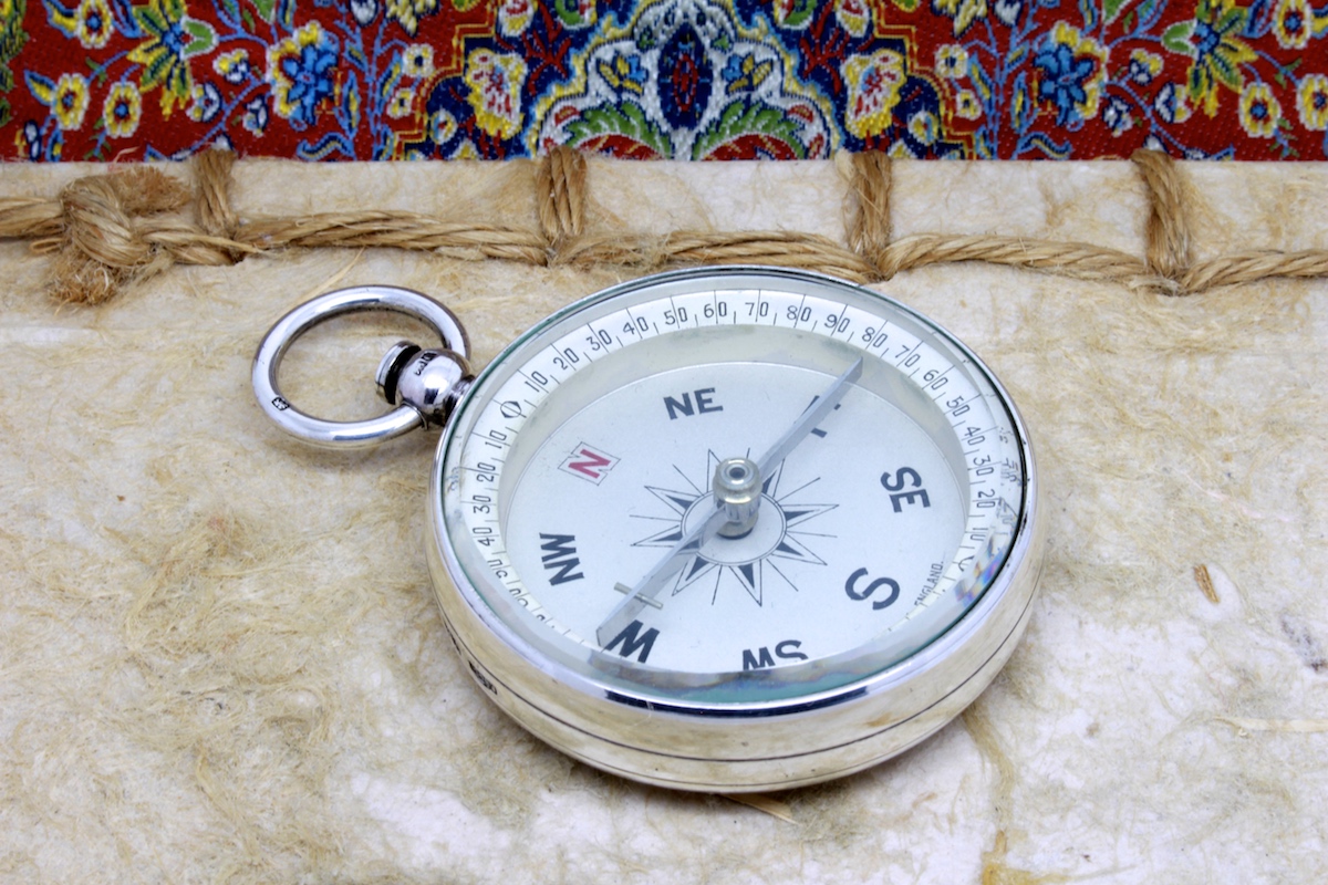 Antique Leather-Cased Silver Compass by Francis Barker & Son, Hallmarked London 1905