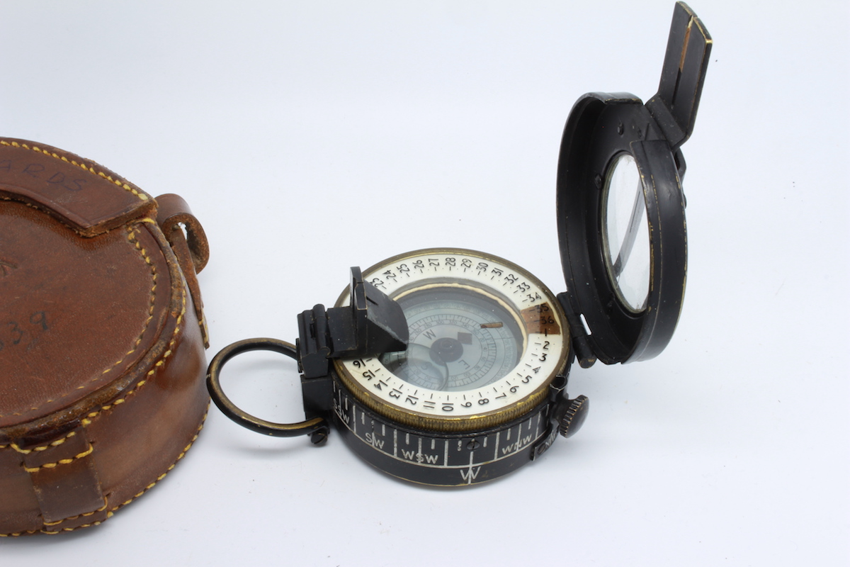 WWII Canadian Kodak Company Leather-Cased Prismatic Compass, 1943