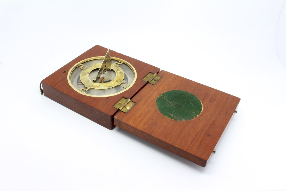 Early 1900 Wooden French Sundial and Compass