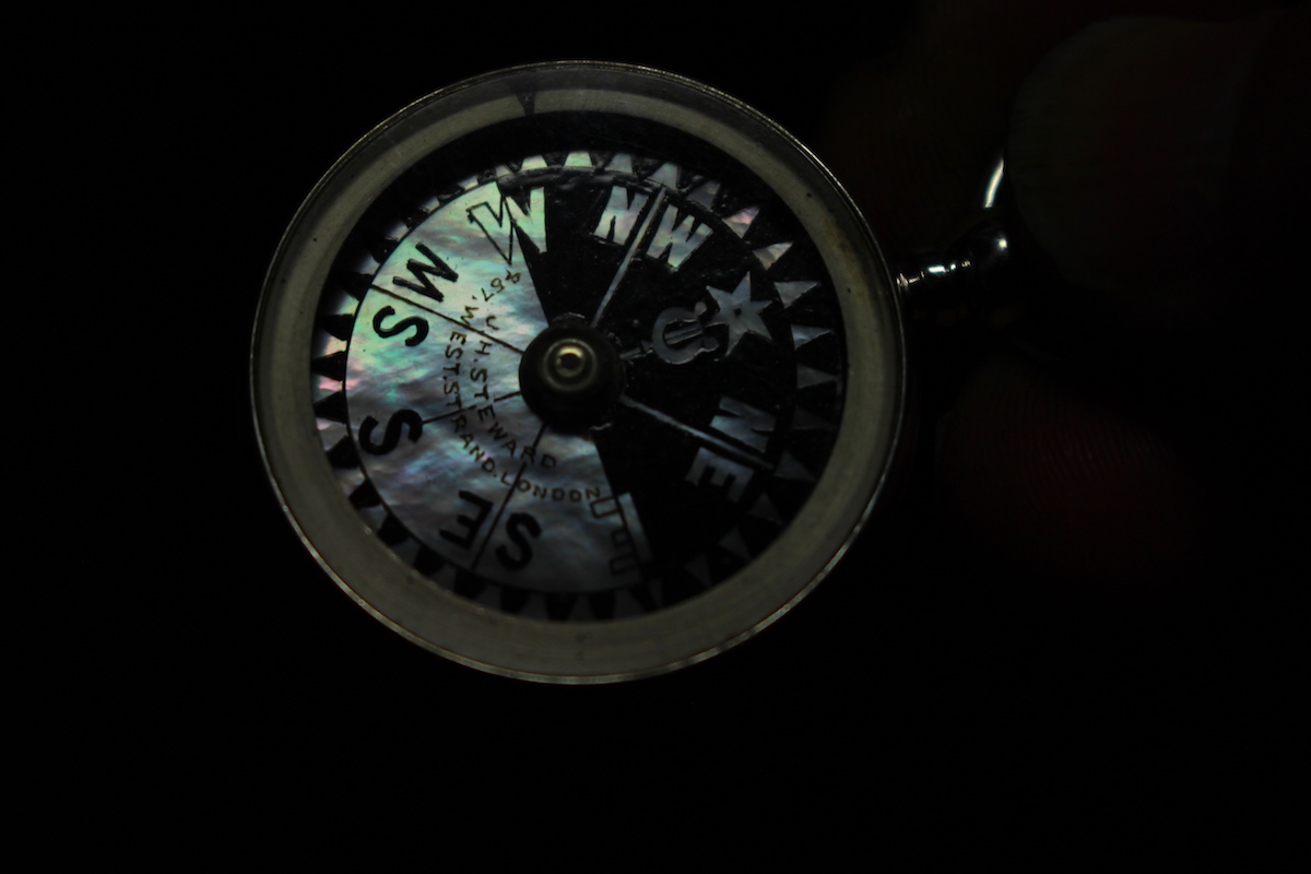 Victorian Sterling Silver Leather-Cased Compass by J. H. Steward, London Hallmarks 1890