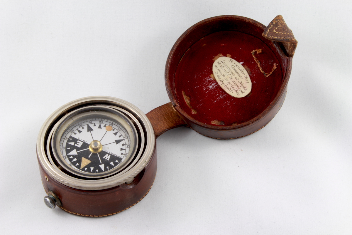 Leather-Cased Tiffany & Co. Gimballed Pocket Compass, c. 1900