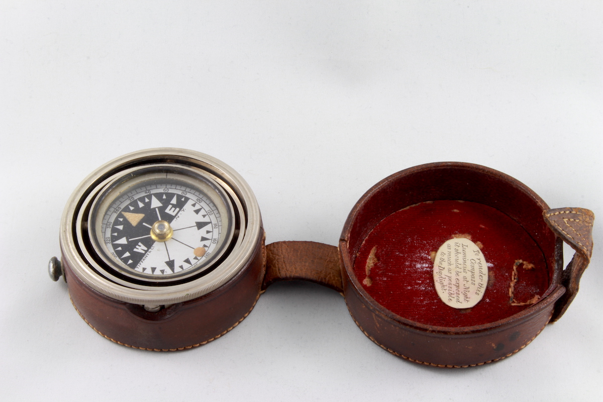 Leather-Cased Tiffany & Co. Gimballed Pocket Compass, c. 1900