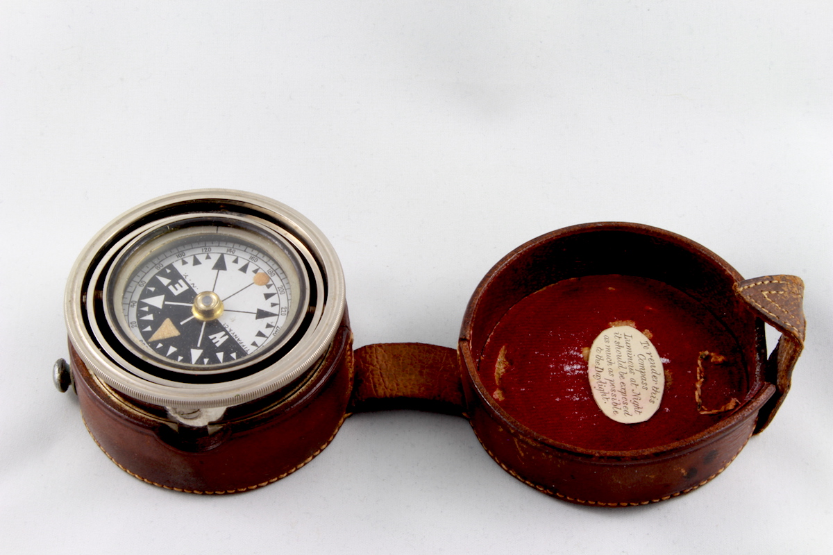 Leather-Cased Tiffany & Co. Gimballed Pocket Compass, c. 1900