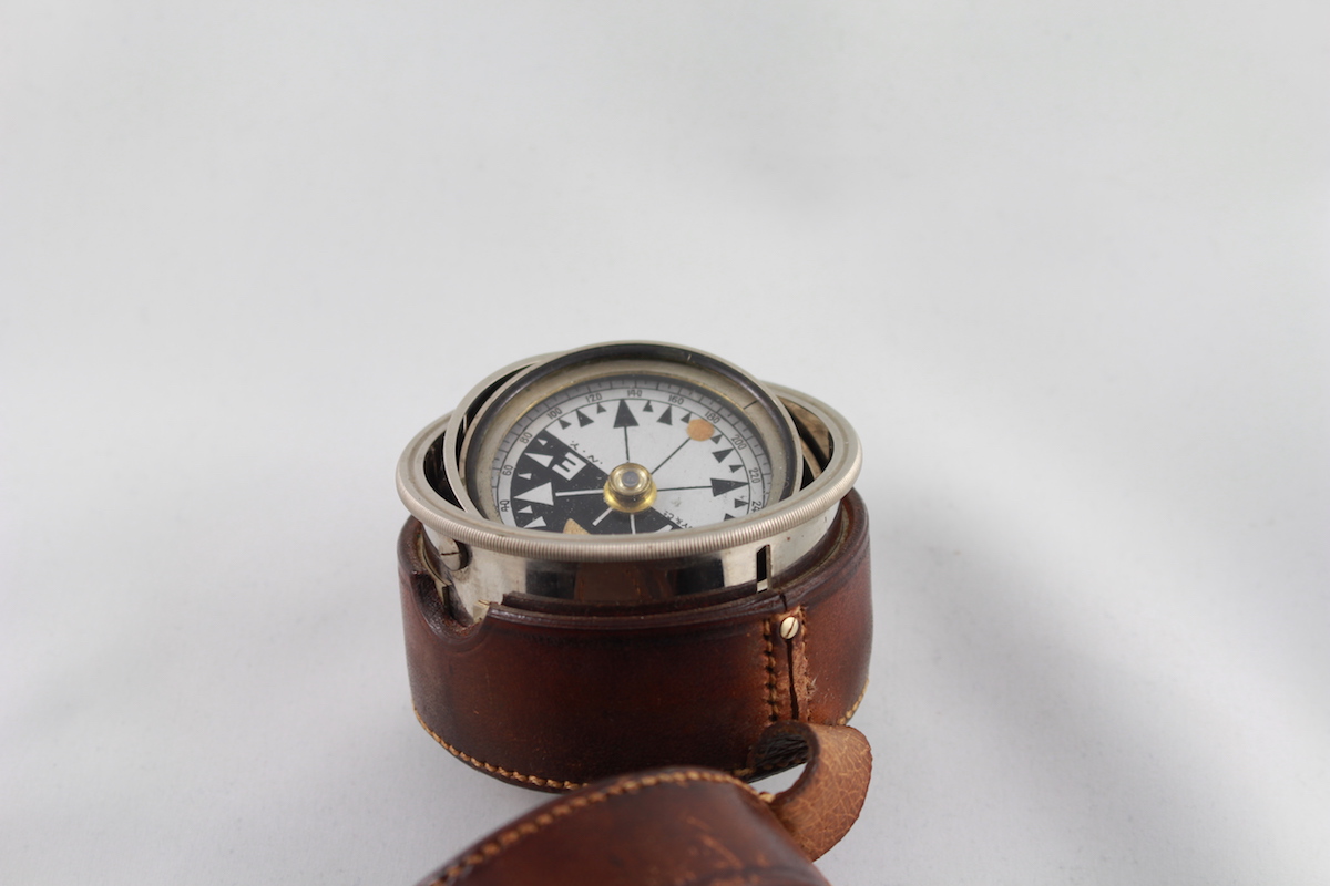 Leather-Cased Tiffany & Co. Gimballed Pocket Compass, c. 1900