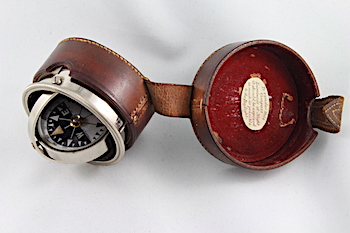 Leather-Cased Tiffany & Co. Gimballed Pocket Compass, c. 1900