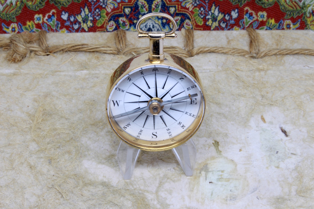 Georgian Long-Neck 14K Gold-Plated Pocket Compass c. 1820