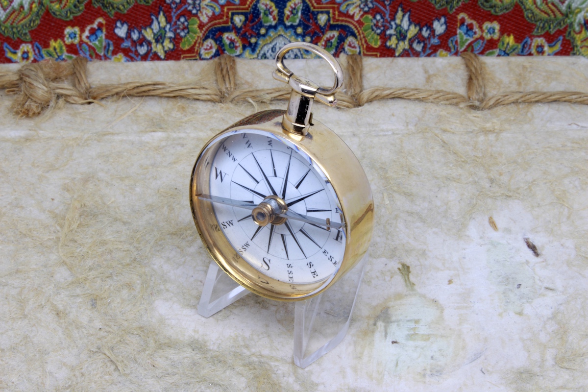 Georgian Long-Neck 14K Gold-Plated Pocket Compass c. 1820