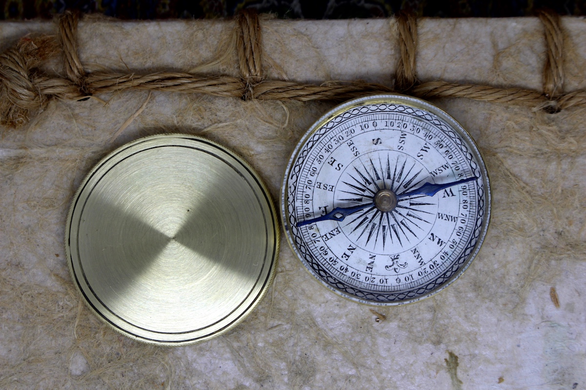 Victorian Compass in Brass Round Case, c. 1880