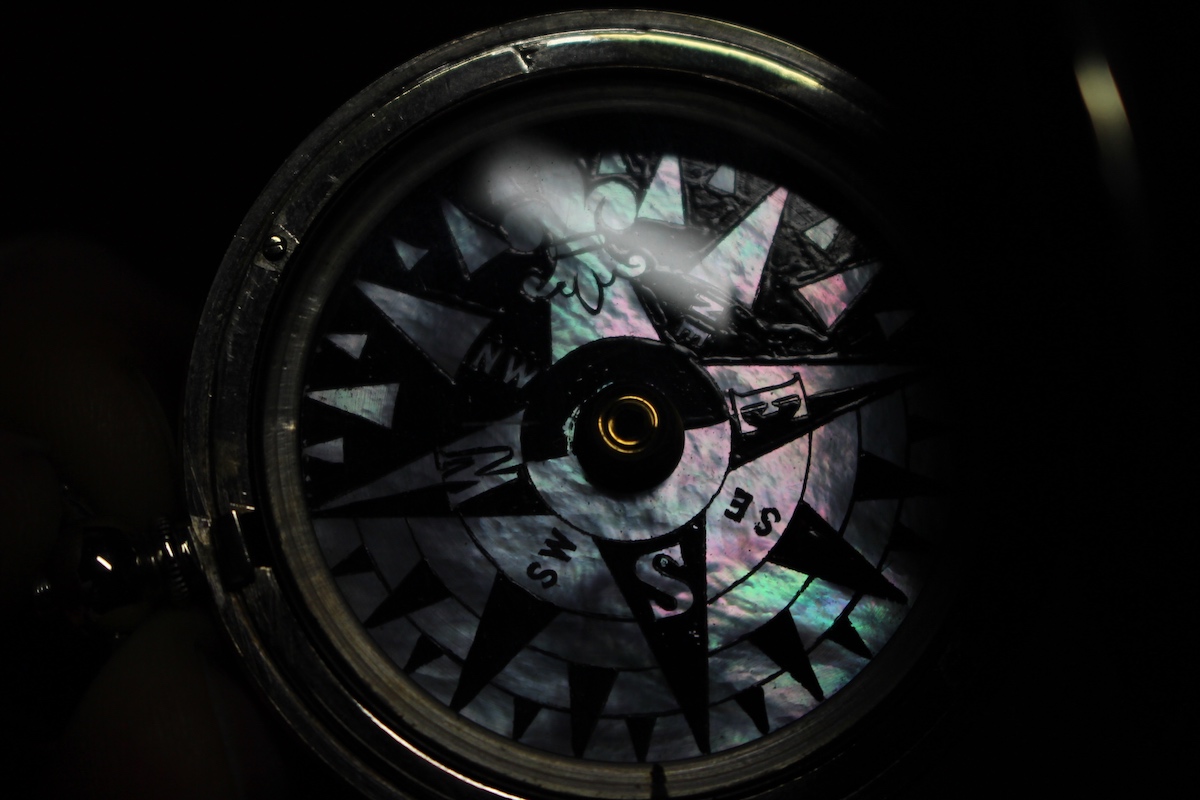 Victorian Nautical Compass with Mother-of-Pearl Singers Patent Dial, c. 1880