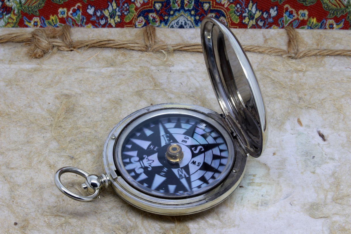 Victorian Nautical Compass with Mother-of-Pearl Singers Patent Dial, c. 1880