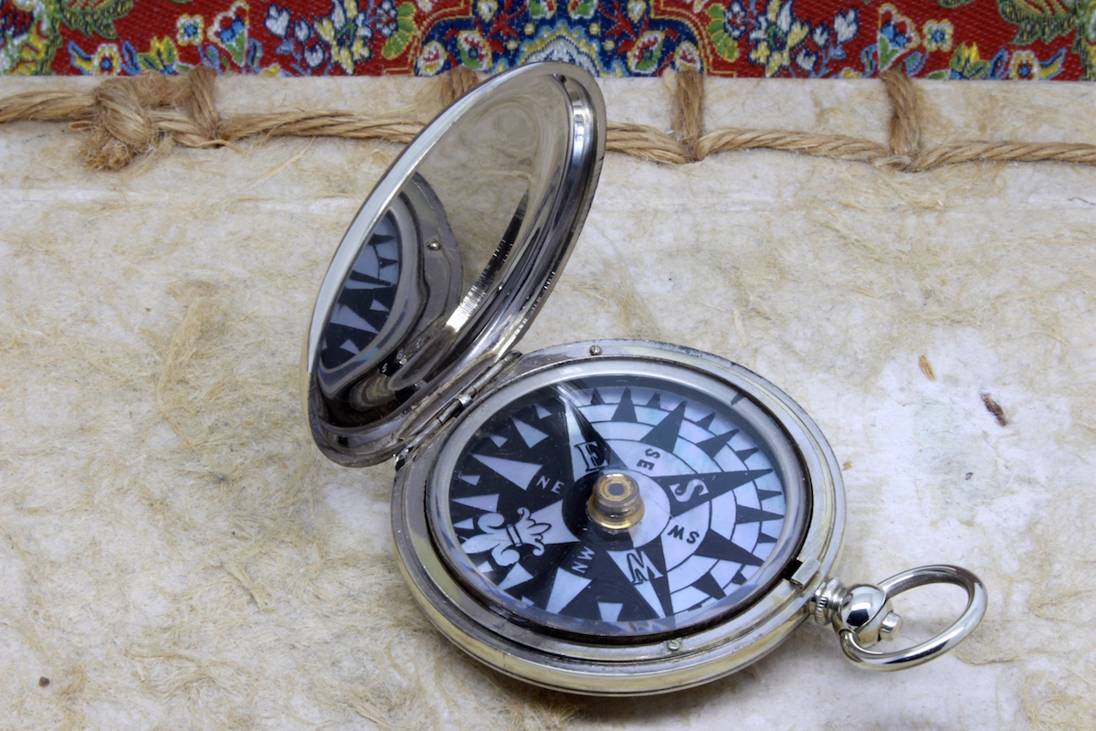 Victorian Nautical Compass with Mother-of-Pearl Singers Patent Dial, c. 1880