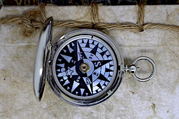 Victorian Nautical Compass with Mother-of-Pearl Singers Patent Dial, c. 1880