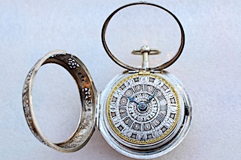 Silver Pair Case Verge Fusee Alarm Pocket Watch by Simon Mair of Neuburg, c. 1705