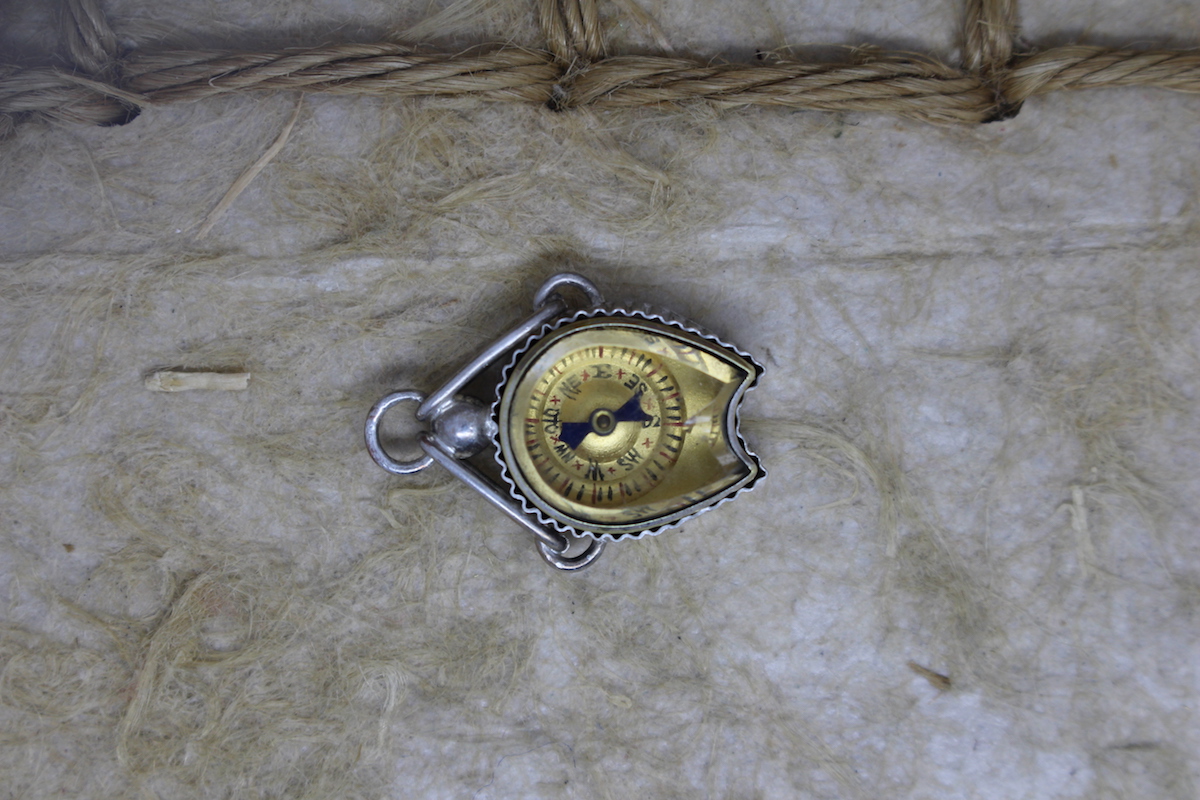 Victorian Silver Compass Fob Horseshoe by William Oliver, Hallmarked Birmingham 1898
