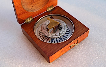 German Wood Cased Sundial Compass, c. 1870