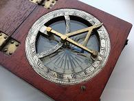 
   Early 1800 Wooden English Sundial and Compass by William Simms of London   

