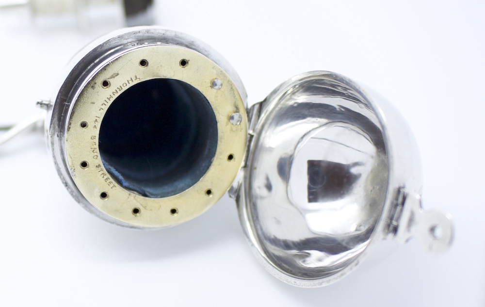 Silver Gimbaled Compass and Egg Bobbin, 1872 London Hallmarks