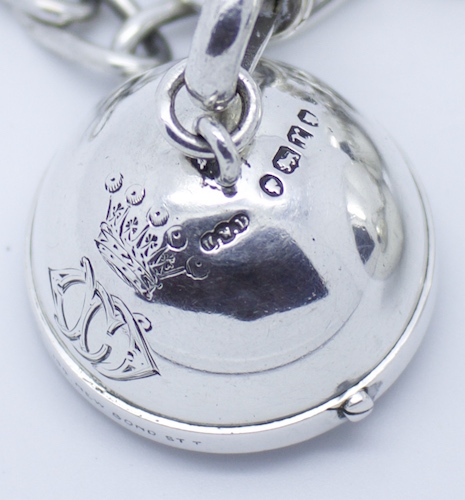 Silver Gimbaled Compass and Egg Bobbin, 1872 London Hallmarks