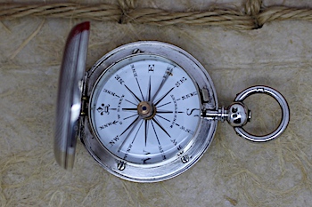 Sterling Silver Hunter Compass by C. W. DIXEY, Hallmarked London 1849