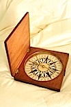 Unusual Nautical Compass in Wood Box c. 1860 