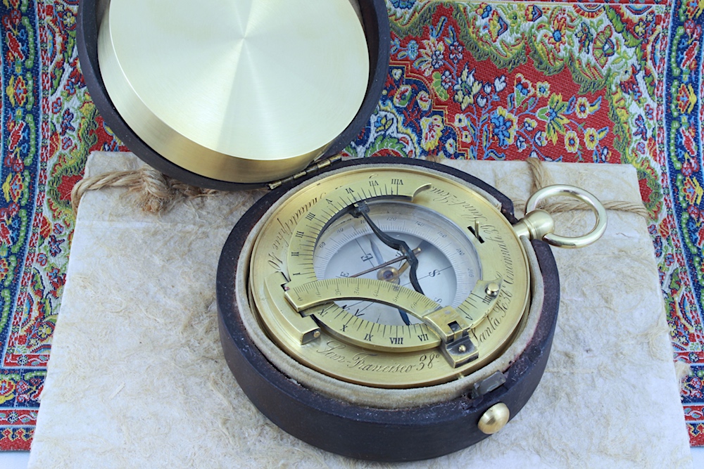 Antique French Equinoctial Sundial and Compass for the American Market, c. 1900