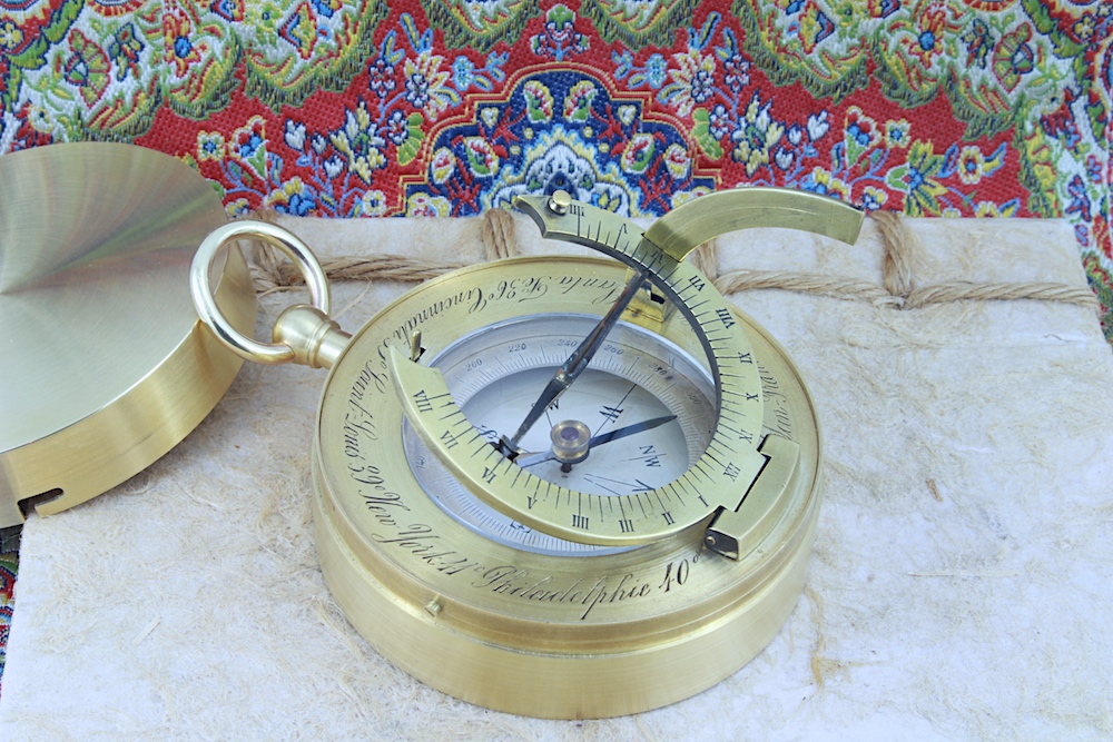 Antique French Equinoctial Sundial and Compass for the American Market, c. 1900