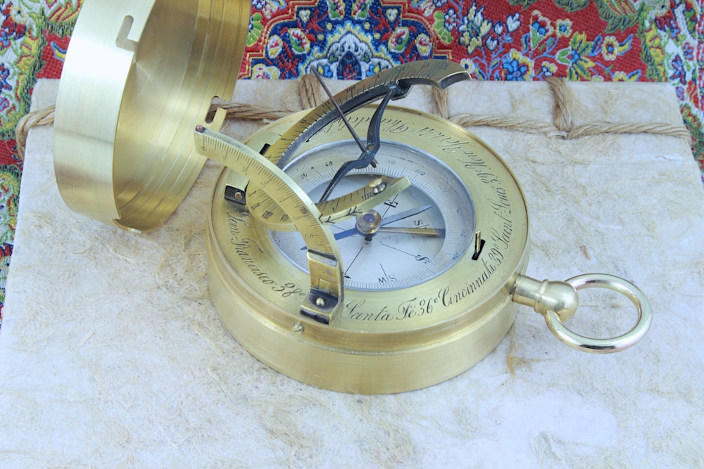 Antique French Equinoctial Sundial and Compass for the American Market, c. 1900