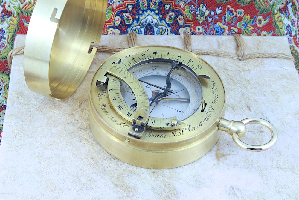 Antique French Equinoctial Sundial and Compass for the American Market, c. 1900