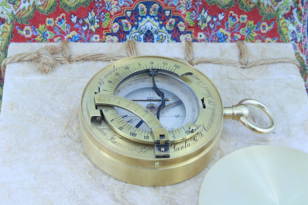 Antique French Equinoctial Sundial and Compass for the American Market, c. 1900