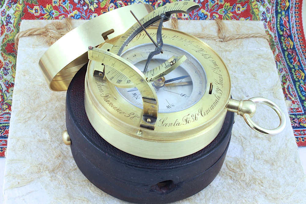 Antique French Equinoctial Sundial and Compass for the American Market, c. 1900