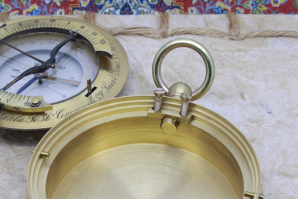 Antique French Equinoctial Sundial and Compass for the American Market, c. 1900