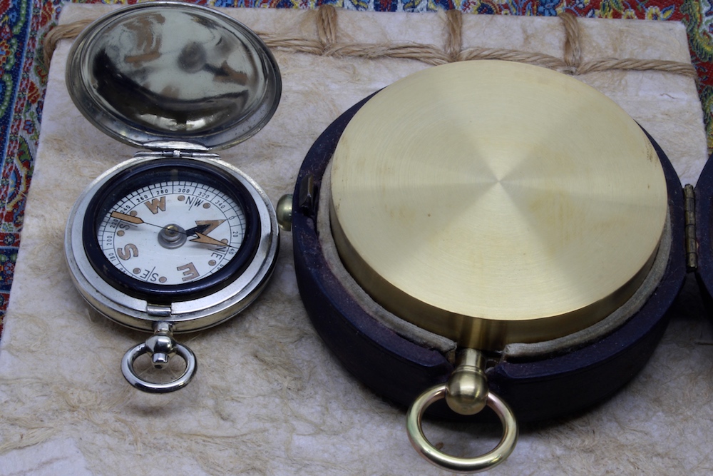 Antique French Equinoctial Sundial and Compass for the American Market, c. 1900