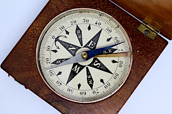 Nautical Compass in Wood Box c. 1880