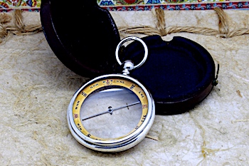 Victorian Barker & Son Silver Compass, Hallmarked London 1895