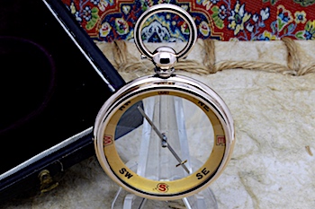 F. Barker & Son 10K Solid Gold Compass in Leather Case, c. 1900