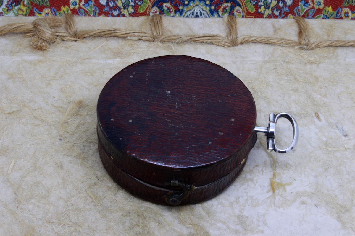 Georgian Leather Cased Long-Neck Silver Compass, Hallmarked London 1792