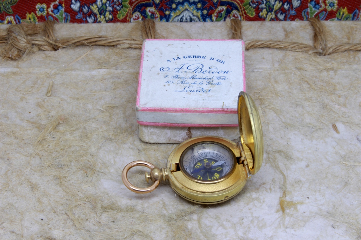 Small French Hunter Compass with Box, c. 1920