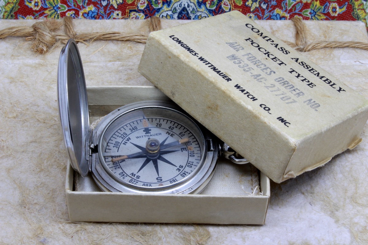 Second World War Air Forces Longines-Wittnauer Vintage Compass in Original Box, c. 1941