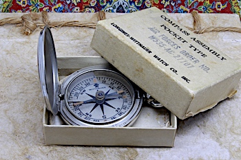 Second World War Air Forces Longines-Wittnauer Vintage Compass in Original Box, c. 1941