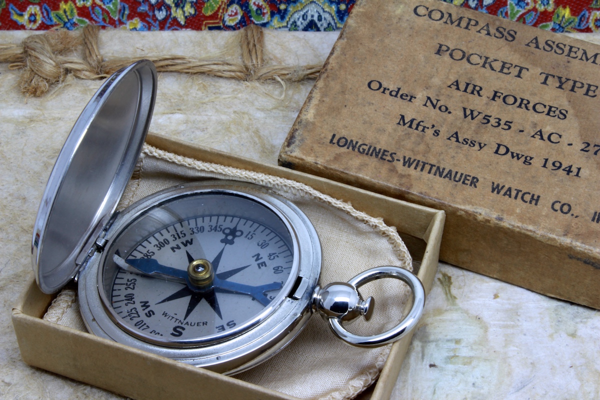 Second World War Air Forces Longines-Wittnauer Vintage Compass in Original Box, c. 1941