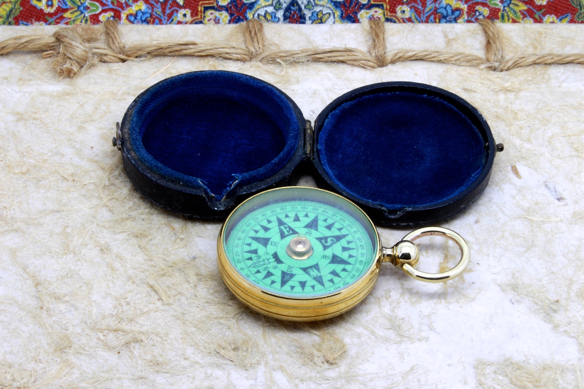 Victorian Leather-Cased Pocket Compass, c. 1880