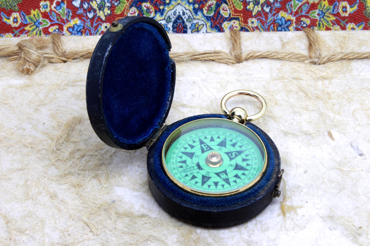 Victorian Leather-Cased Pocket Compass, c. 1880